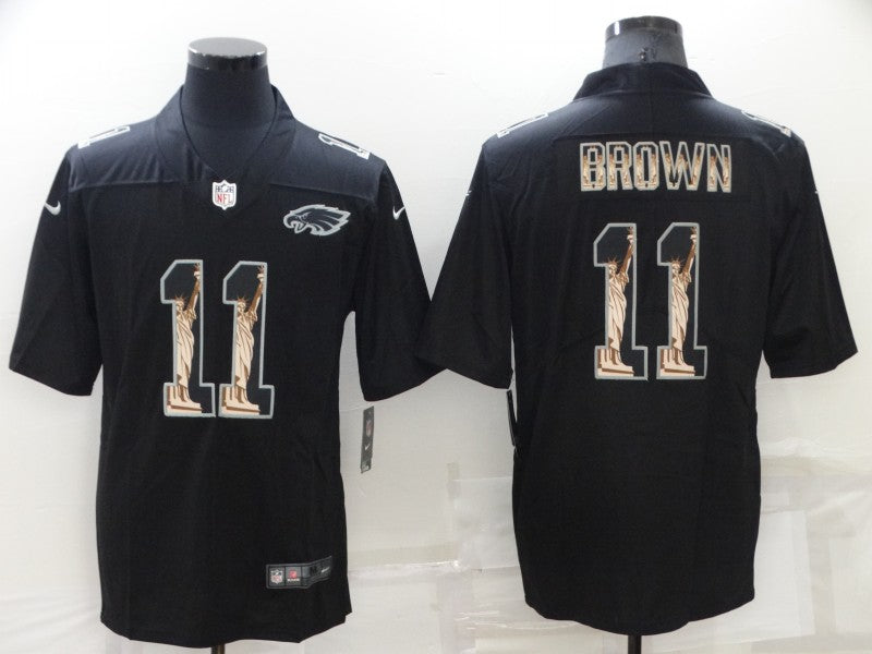 Men's Philadelphia Eagles #11 A.J. Brown Black Game Player Jersey1