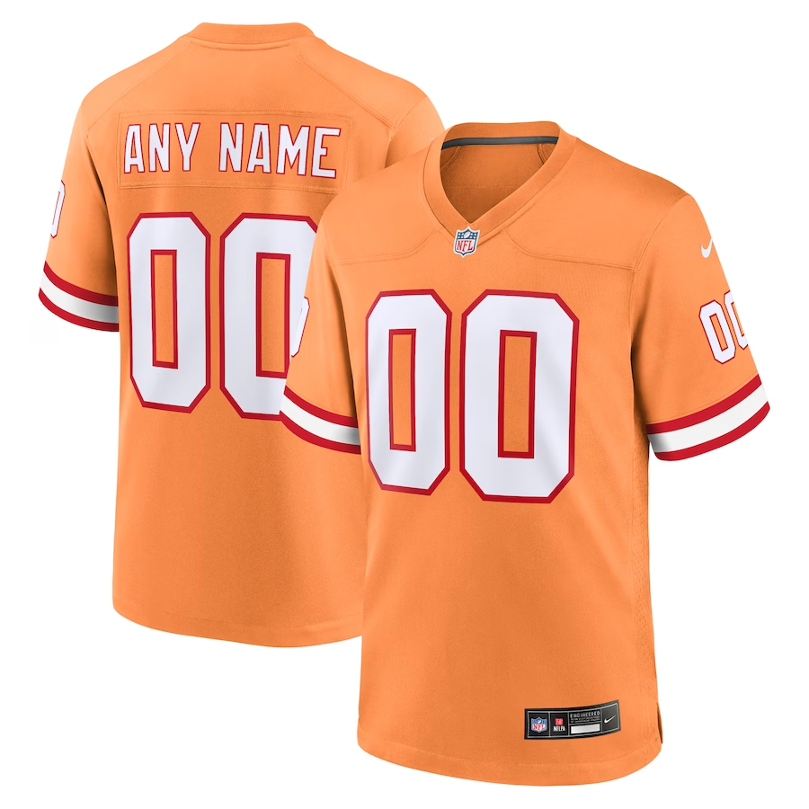 Custom Tampa Bay Buccaneers Orange Throwback Game Jersey1