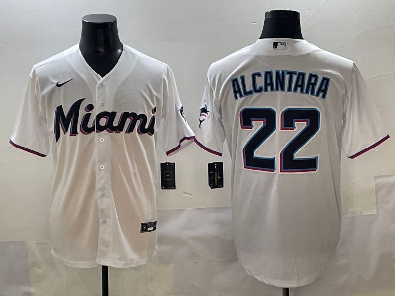 Men's Miami Marlins Sandy Alcantara #22 White Home Limited Player Jersey