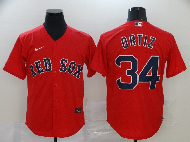 Men's Boston Red Sox David Ortiz #34 Red Replica Baseball Jersey1