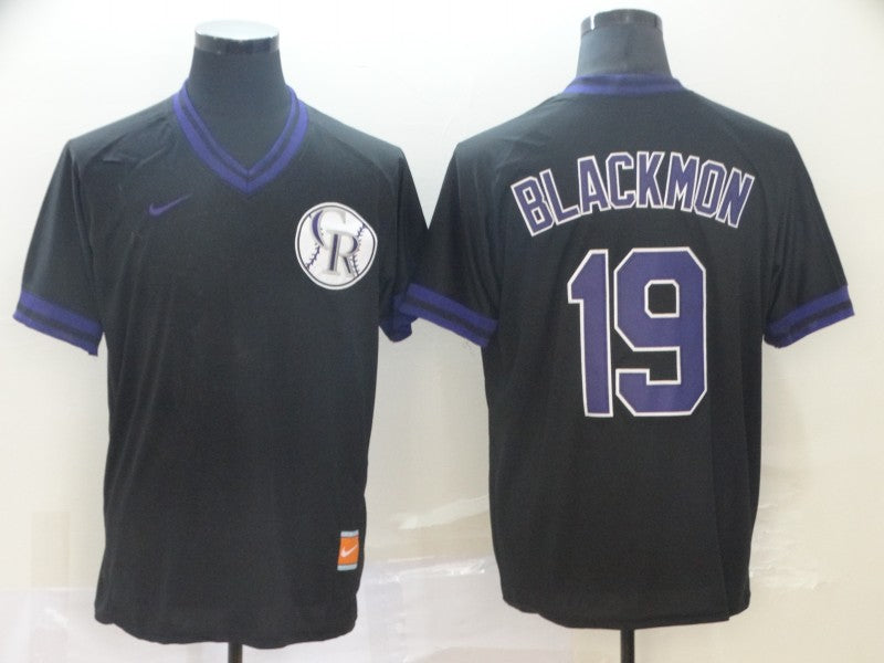 Men's Colorado Rockies Charlie Blackmon #19 Black Replica Baseball Jersey1