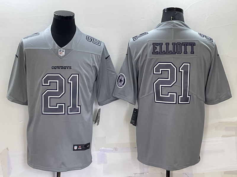 Men's Dallas Cowboys Ezekiel Elliott #21 Gray Atmosphere Fashion Game Jersey1