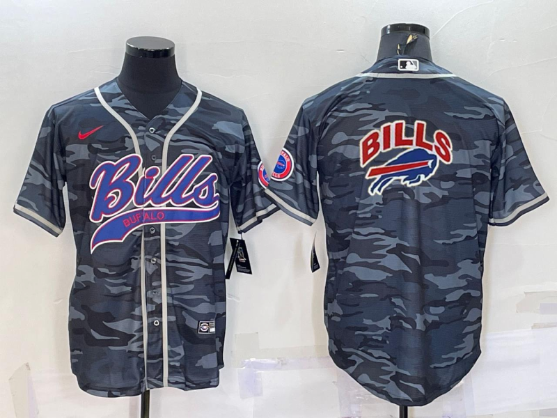 Men's Buffalo Bills Grey Camouflage Game Jersey1