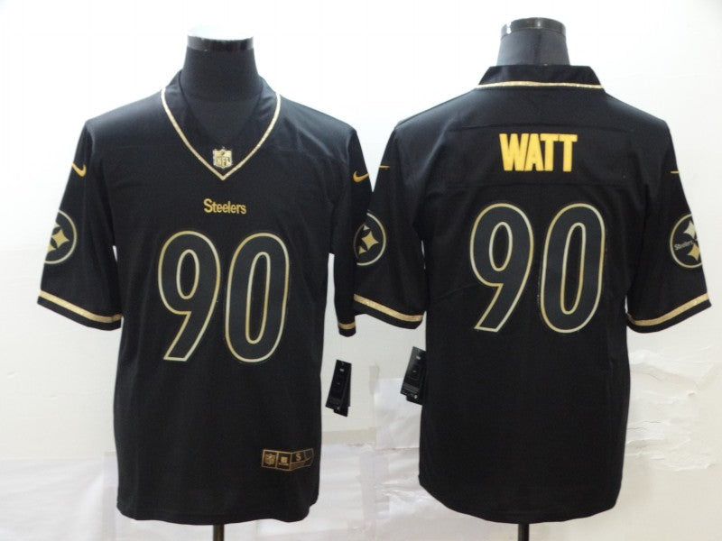 Men's Pittsburgh Steelers #90 T.J. Watt Black Authentic Player Jersey1