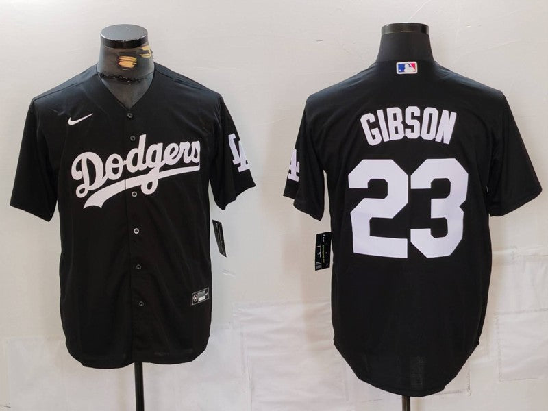 Men's Los Angeles Dodgers Kirk Gibson #23 Black Replica Player Jersey1
