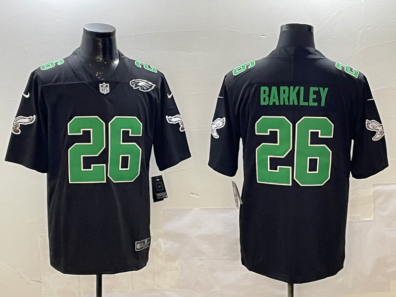 Men's Philadelphia Eagles Saquon Barkley #26 Black Alternate Game Player Jersey1