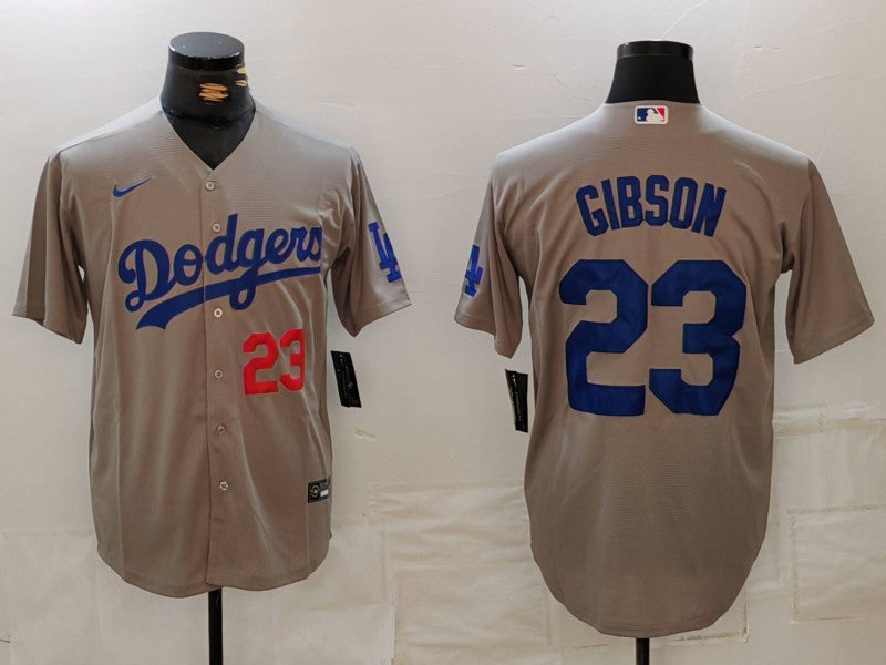 Men's Los Angeles Dodgers Kirk Gibson #23 Gray Limited Player Jersey1