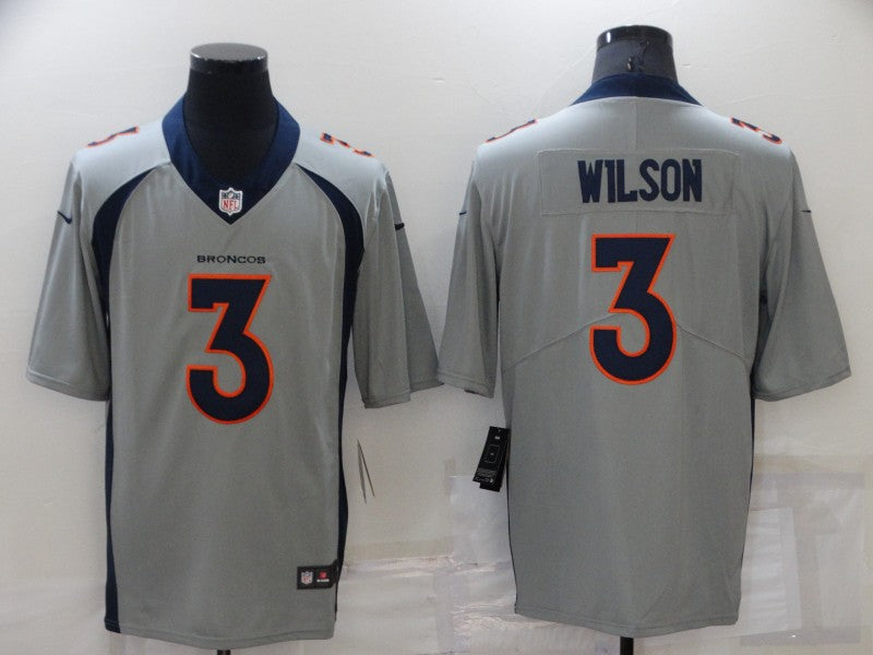 Men's Denver Broncos Russell Wilson #3 Gray Inverted Game Jersey1