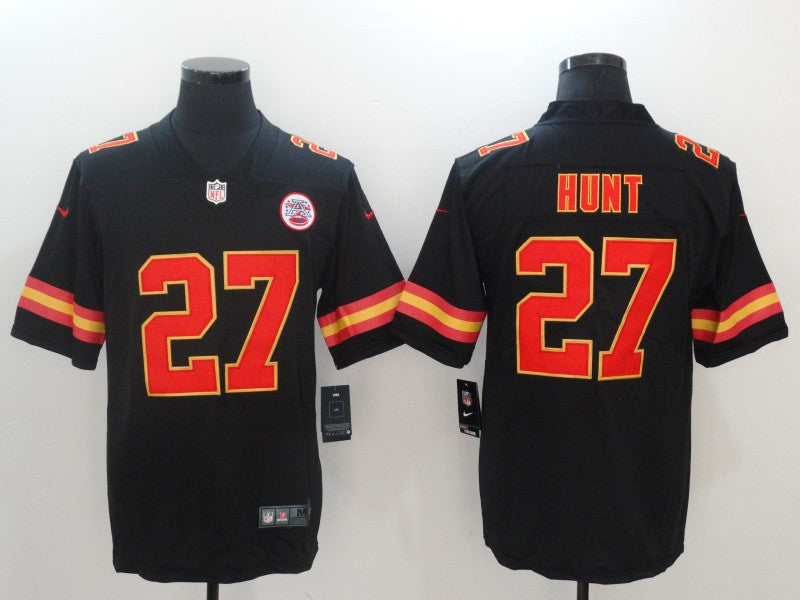 Men's Kansas City Chiefs Karim Hunt #27 Black Player Game Jersey1