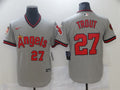 Men's Los Angeles Angels Mike Trout #27  Gray Printed Baseball Jersey