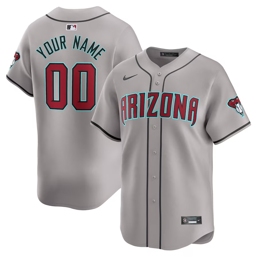 Men's Arizona Diamondbacks Gray Away Limited Custom Jersey1