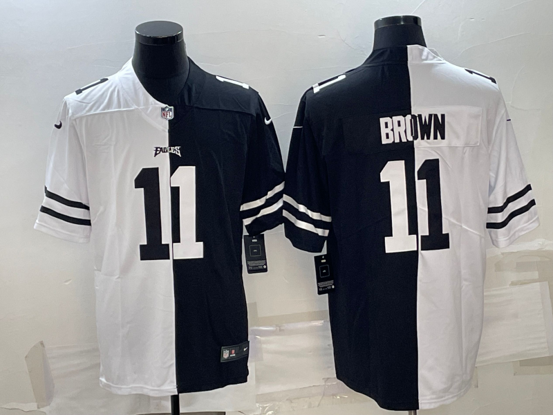 Men's Philadelphia Eagles A.J. Brown #11 Black/White Game Jersey1