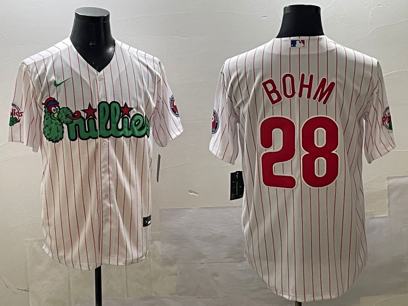 Men's Philadelphia Phillies Alec Bohm #28 White Replica Team Jersey1