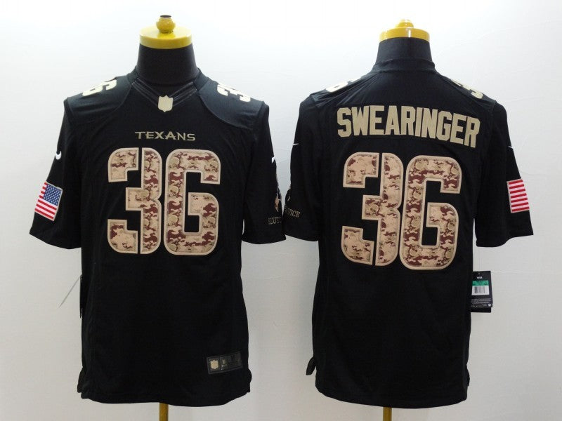 Men's Houston Texans D. J. Swearinger #36 Black Game Player Jersey1