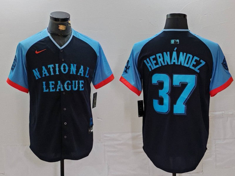 Men's National League Teoscar Hernandez #37 Navy 2024  All-Star Game Limited Player Jersey1