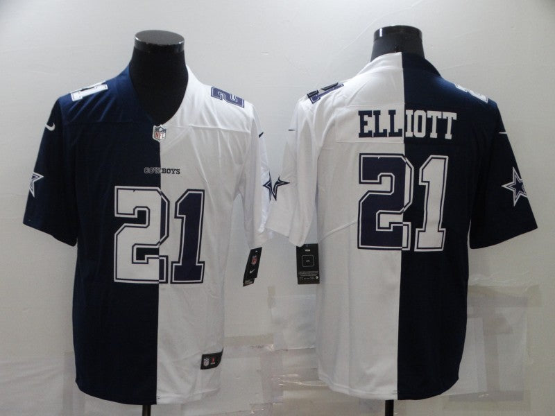 Men's Dallas Cowboys Ezekiel Elliott #21 Navy/White Game Jersey1
