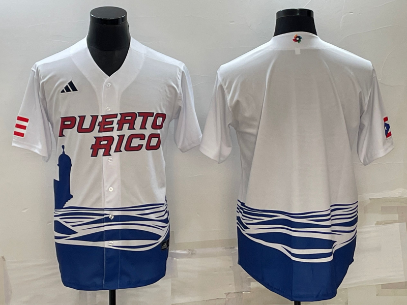 Men's 2023 World Baseball Classic Puerto Rico White Blank Jersey1