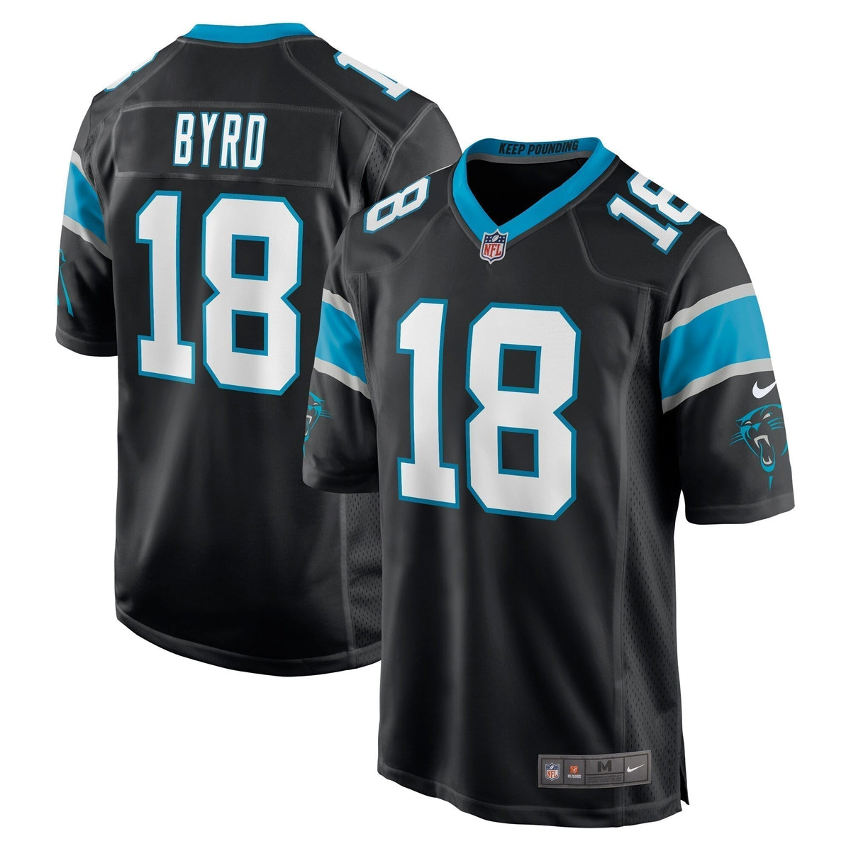 Damiere Byrd Carolina Panthers  Game   Jersey - Black