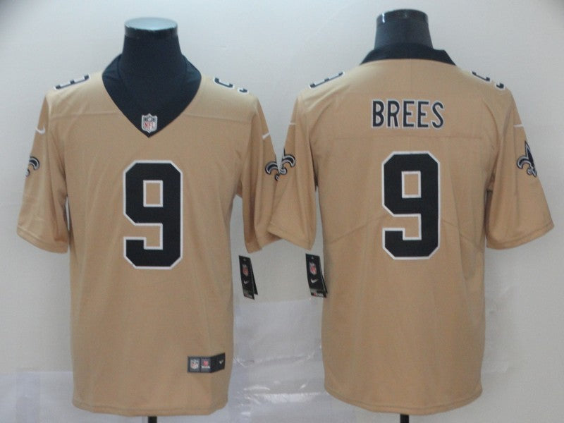 Men's New Orleans Saints Drew Brees #9 Gold Inverted Game Jersey1