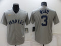 Men's New York Yankees Babe Ruth #3 Gray Replica Baseball Jersey1