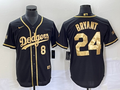 Men's Los Angeles Dodgers Kobe Bryant Black Replica Game Jersey1
