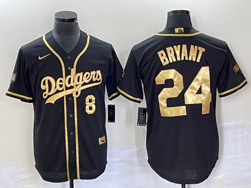 Men's Los Angeles Dodgers Kobe Bryant Black Replica Game Jersey1