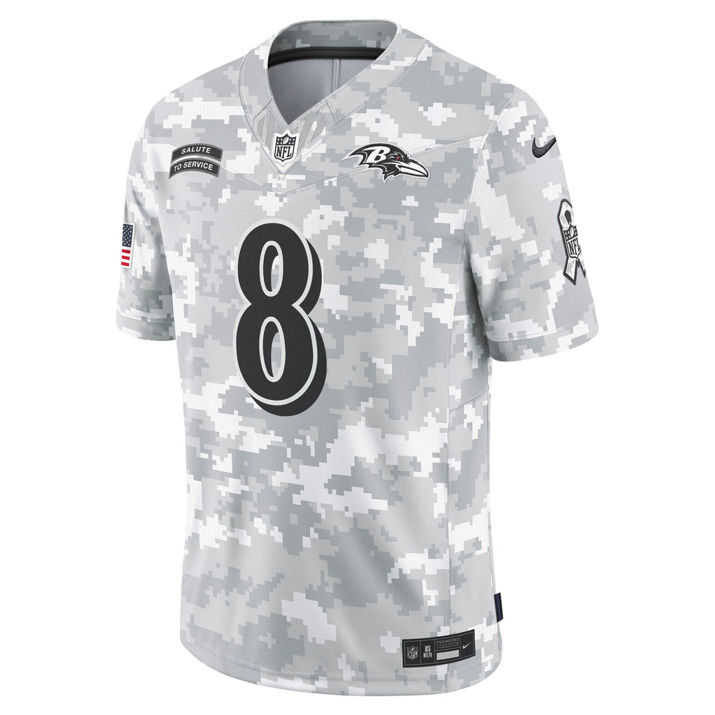 Lamar Jackson Baltimore Ravens  2024 Salute to Service Limited Jersey - Arctic Camo