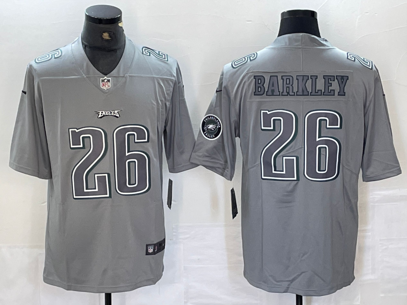Men's Philadelphia Eagles Saquon Barkley #26 Gray Atmosphere Fashion Game Jersey1