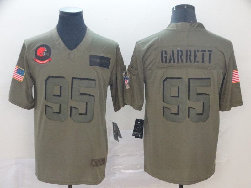 Men's Cleveland Browns Myles Garrett Olive Game Jersey1