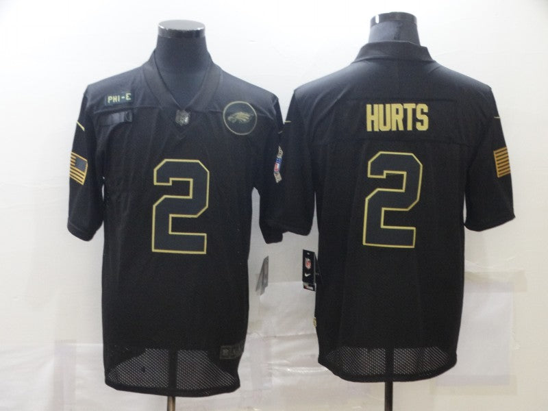 Men's Philadelphia Eagles Jalen Hurts #2 Black Team Game Jersey1