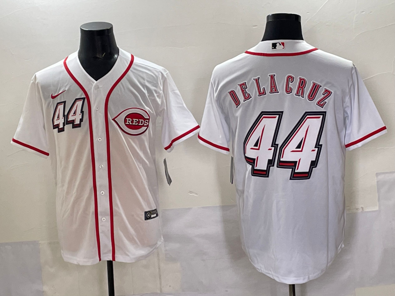 Men's Cincinnati Reds Elly De La Cruz #44 White 2025  Speedway Classic Home Replica Jersey