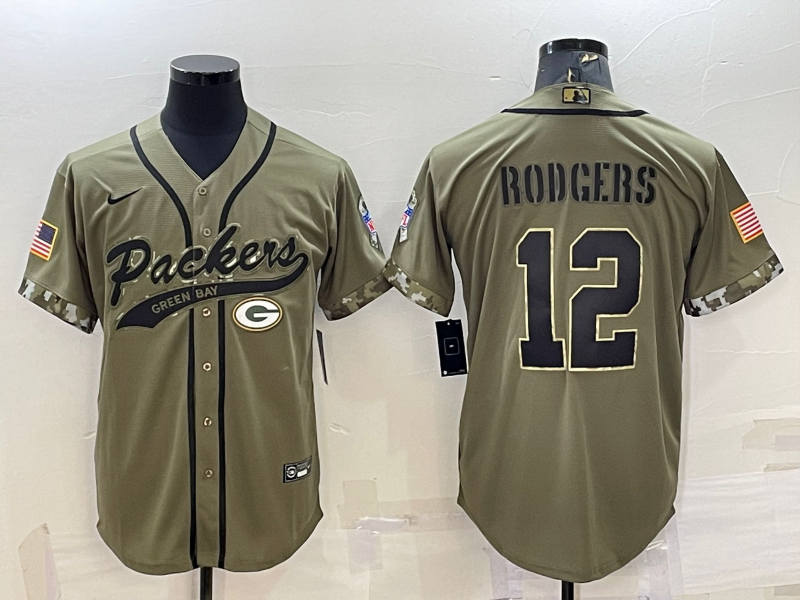 Men's Green Bay Packers Aaron Rodgers #12 Olive 2022 Salute To Service Limited Jersey1 Joint Edition