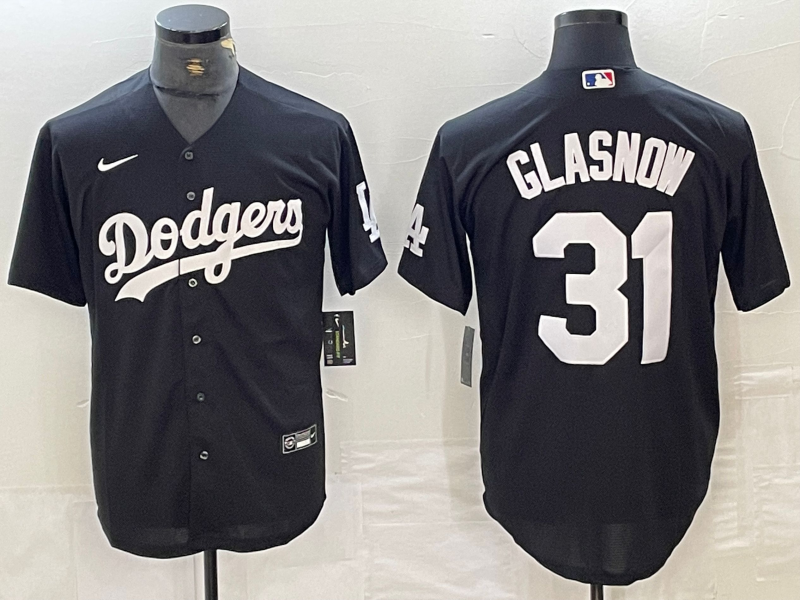 Men's Los Angeles Dodgers Tyler Glasnow #31 Black Replica Player Jersey1