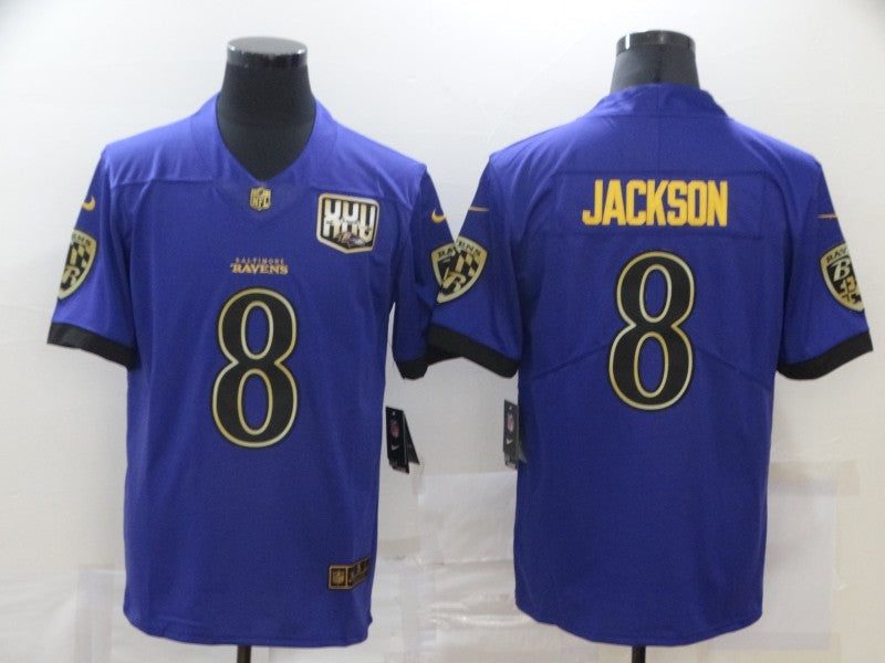 Men's Baltimore Ravens Lamar Jackson #8 Purple Game Player Jersey1