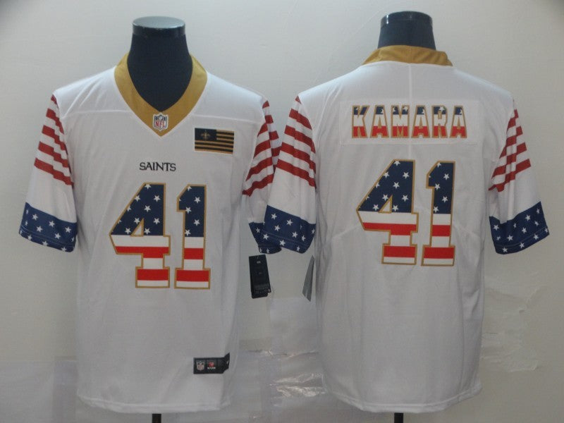 Men's New Orleans Saints Alvin Kamara #41 White Authentic Game Jersey1