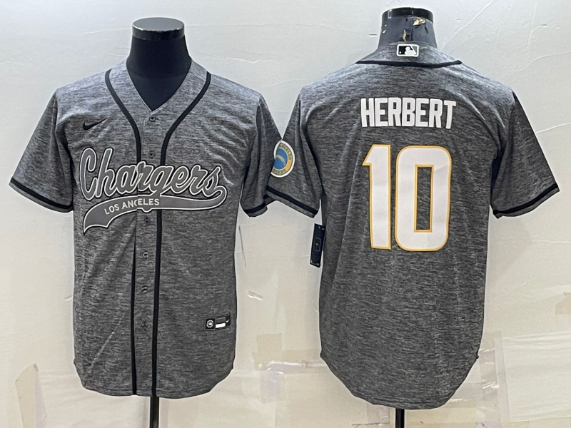 Men's Los Angeles Chargers Justin Herbert #10 Gray Game Jersey1 Joint Edition