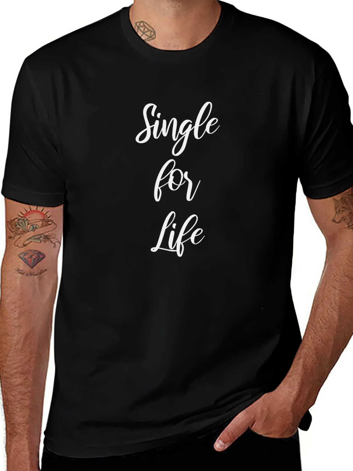 Single For Life Graphic Tee - Black Cotton Casual T-Shirt