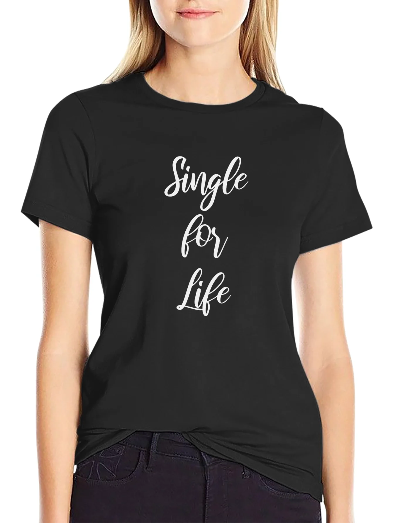 Single For Life Graphic Tee - Black Cotton Casual T-Shirt
