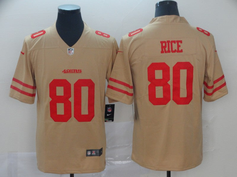 Men's San Francisco 49ers Jerry Rice #80 Gold Inverted Legend Jersey1