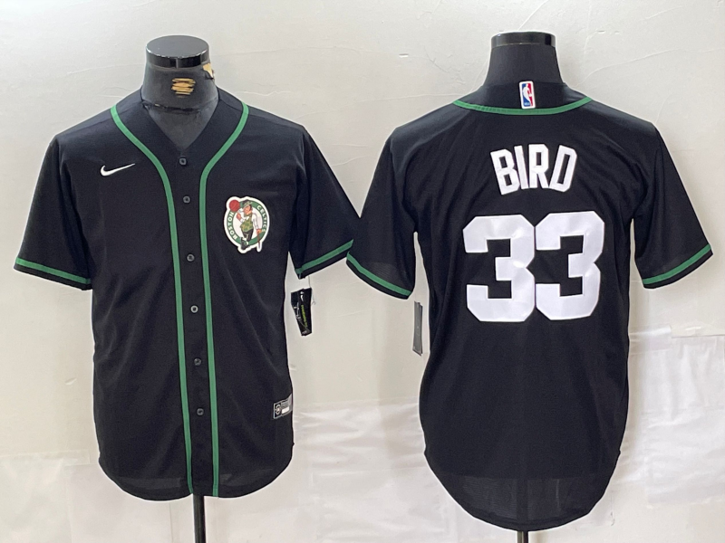Men's Boston Celtics Larry Bird #33 Black Replica Player Jersey