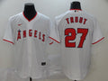 Men's Los Angeles Angels Mike Trout #27  White Sewn Baseball Jersey1