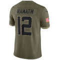 #12 Joe Namath Player NY.Jets Olive Salute To Service Game Football Jerseys