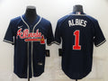 Men's Atlanta Braves Ozzie Albies #1 Navy Replica Player Jersey1