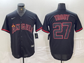 Men's Los Angeles Angels Mike Trout #27  Black Sewn Baseball Jersey1