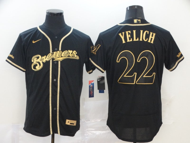 Men's Milwaukee Brewers Christian Yelich #22  Black Player Jersey
