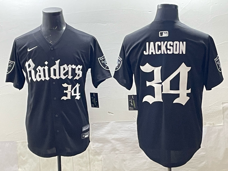 Men's Las Vegas Raiders Bo Jackson #34 Black Team Player Jersey