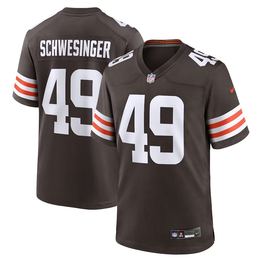Cleveland Browns Carson Schwesinger  Brown 2025  Draft Game Jersey