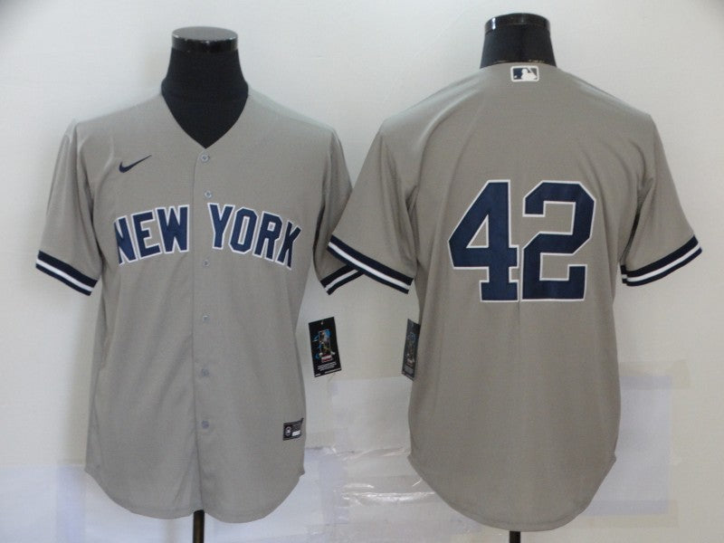 Men's New York Yankees Mariano Rivera #42 Gray Replica Player Name Jersey1