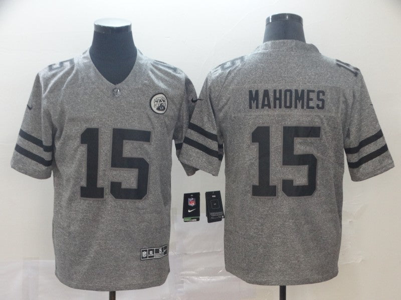 Men's Kansas City Chiefs Patrick Mahomes Gray Game Jersey1