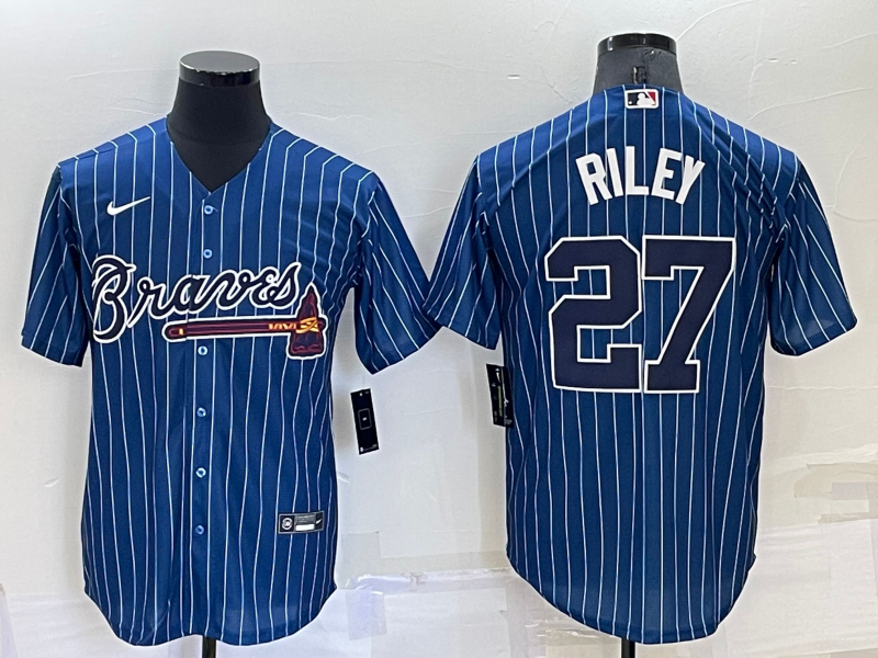 Men's Atlanta Braves Austin Riley #27 Blue Replica Player Jersey1